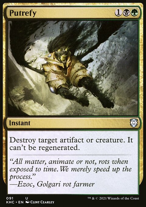 Putrefy, Kaldheim Commander #91, Magic: The Gathering card