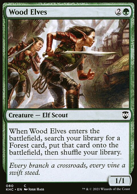 Wood Elves, Kaldheim Commander #80, Magic: The Gathering card
