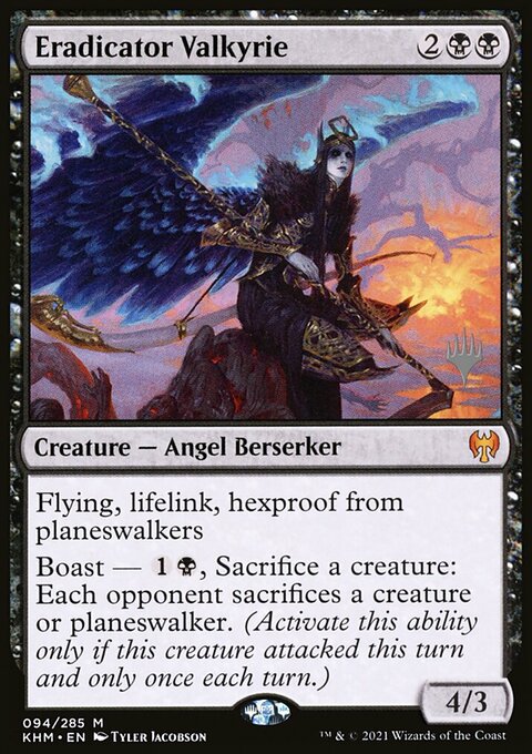 Eradicator Valkyrie, Kaldheim Promos #94p, Magic: The Gathering card