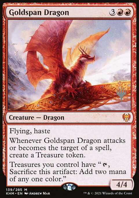 Goldspan Dragon, Kaldheim Promos #139p, Magic: The Gathering card