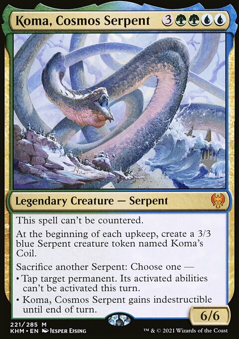 Koma, Cosmos Serpent, Kaldheim Promos #221p, Magic: The Gathering card