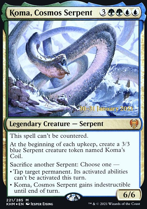 Koma, Cosmos Serpent, Kaldheim Promos #221s, Magic: The Gathering card