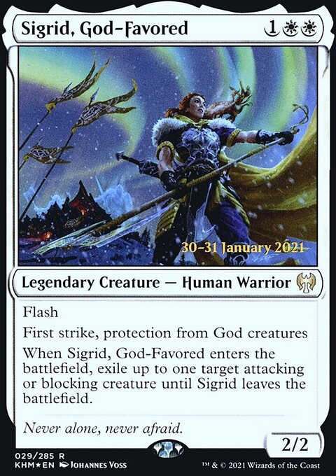 Sigrid, God-Favored, Kaldheim Promos #29s, Magic: The Gathering card