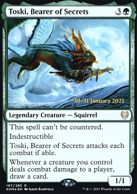 Toski, Bearer of Secrets, Kaldheim Promos #197s, Magic: The Gathering card