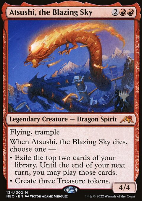 Atsushi, the Blazing Sky, Kamigawa: Neon Dynasty Promos #134p, Magic: The Gathering card