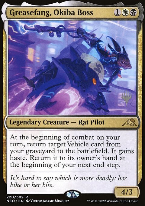 Greasefang, Okiba Boss, Kamigawa: Neon Dynasty Promos #220p, Magic: The Gathering card