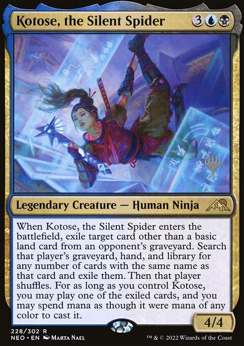 Kotose, the Silent Spider, Kamigawa: Neon Dynasty Promos #228p, Magic: The Gathering card