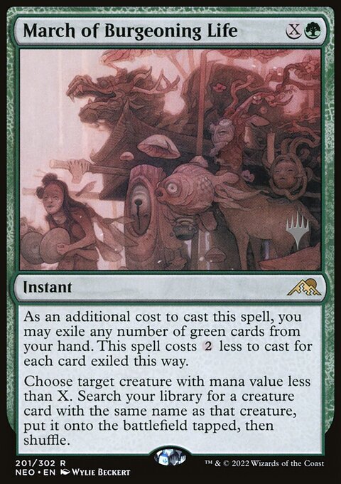 March of Burgeoning Life, Kamigawa: Neon Dynasty Promos #201p, Magic: The Gathering card