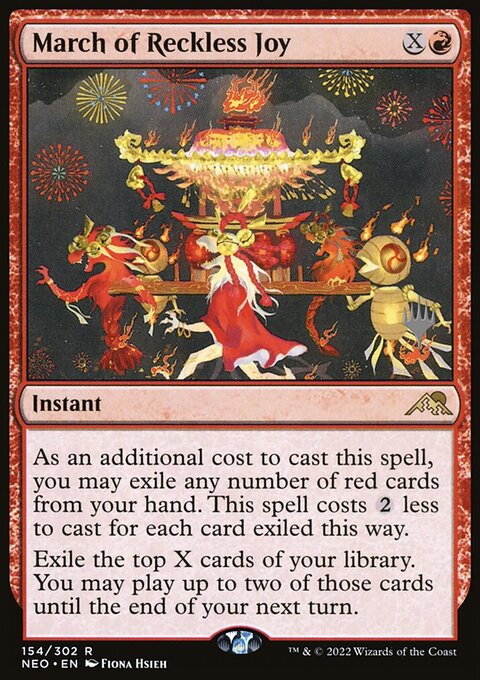 March of Reckless Joy, Kamigawa: Neon Dynasty Promos #154p, Magic: The Gathering card