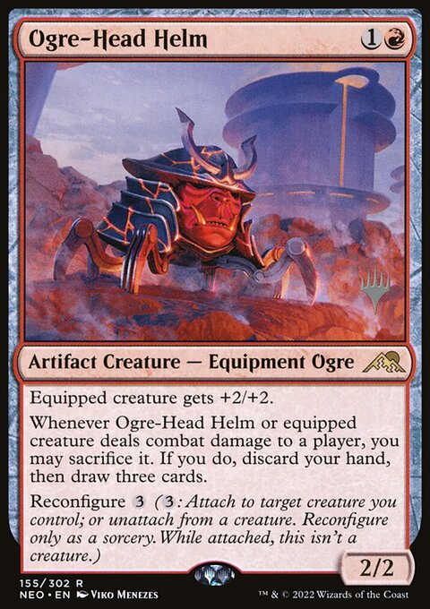 Ogre-Head Helm, Kamigawa: Neon Dynasty Promos #155p, Magic: The Gathering card
