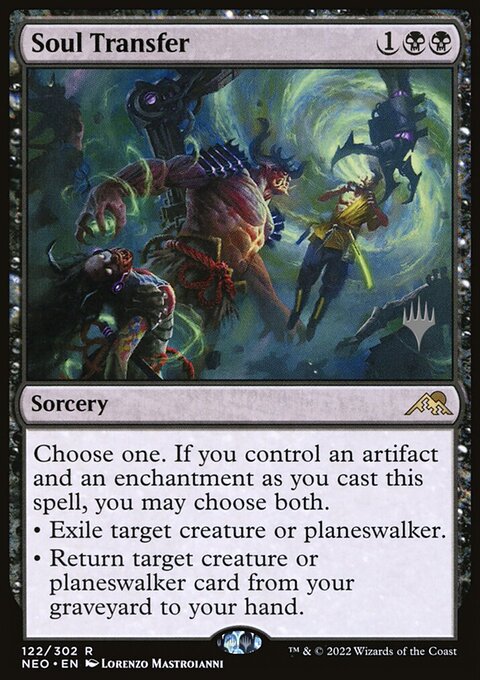 Soul Transfer, Kamigawa: Neon Dynasty Promos #122p, Magic: The Gathering card