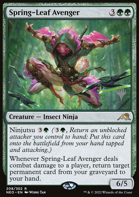 Spring-Leaf Avenger, Kamigawa: Neon Dynasty Promos #208p, Magic: The Gathering card