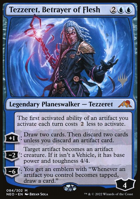 Tezzeret, Betrayer of Flesh, Kamigawa: Neon Dynasty Promos #84p, Magic: The Gathering card