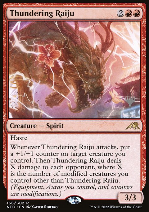 Thundering Raiju, Kamigawa: Neon Dynasty Promos #166p, Magic: The Gathering card