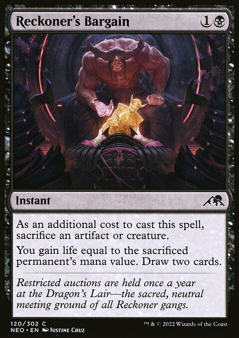 Reckoner's Bargain, Kamigawa: Neon Dynasty #120, Magic: The Gathering card