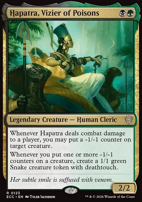 Hapatra, Vizier of Poisons, Lorwyn Eclipsed Commander #123, Magic: The Gathering card