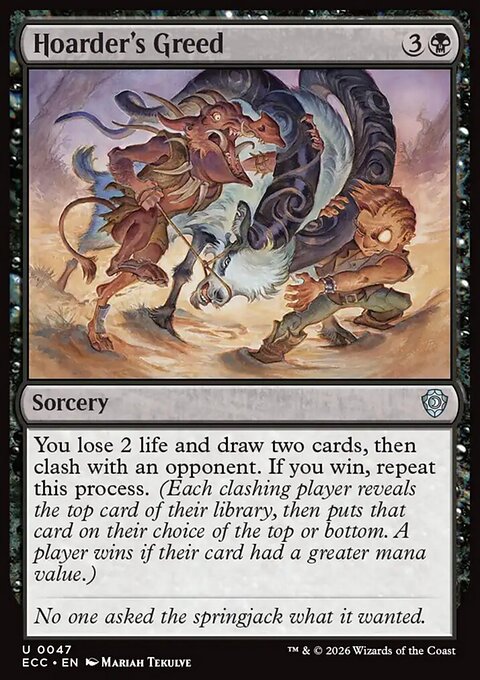 Hoarder's Greed, Lorwyn Eclipsed Commander #47, Magic: The Gathering card