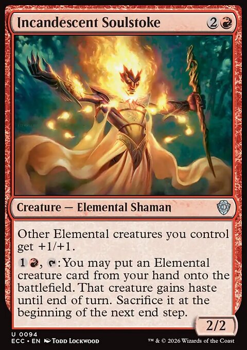 Incandescent Soulstoke, Lorwyn Eclipsed Commander #94, Magic: The Gathering card