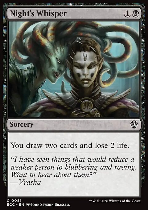 Night's Whisper, Lorwyn Eclipsed Commander #81, Magic: The Gathering card