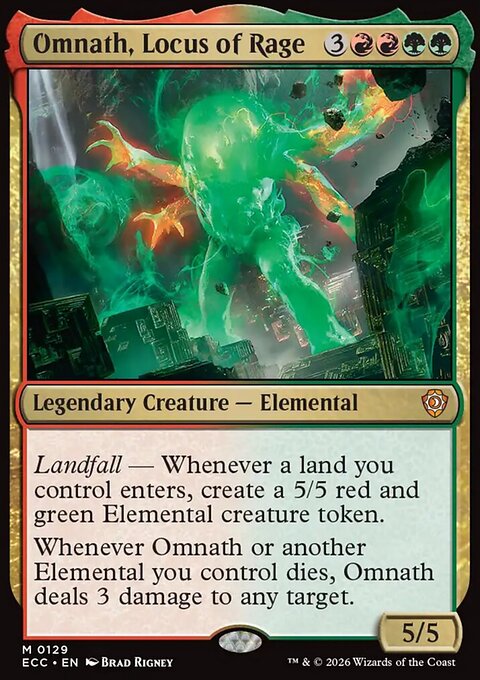 Omnath, Locus of Rage, Lorwyn Eclipsed Commander #129, Magic: The Gathering card