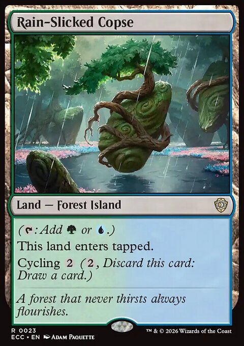 Rain-Slicked Copse, Lorwyn Eclipsed Commander #23, Magic: The Gathering card