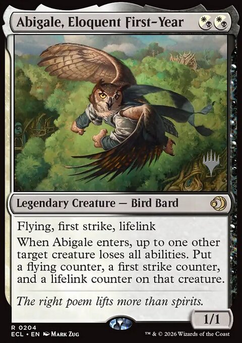 Abigale, Eloquent First-Year, Lorwyn Eclipsed Promos #204p, Magic: The Gathering card