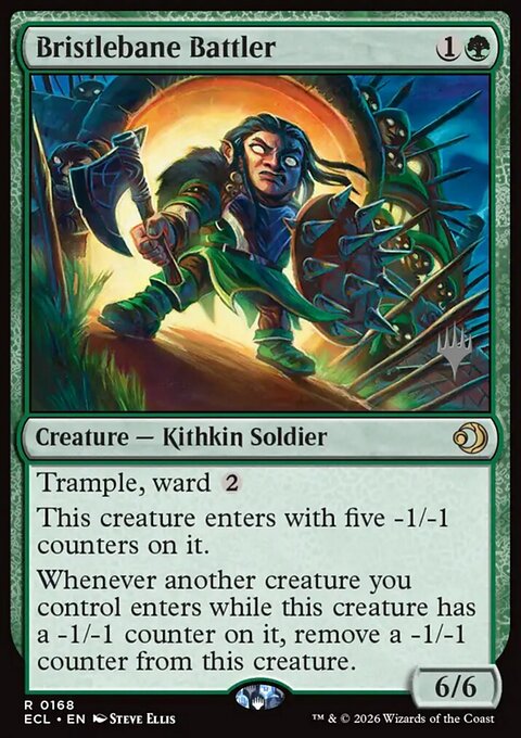 Bristlebane Battler, Lorwyn Eclipsed Promos #168p, Magic: The Gathering card