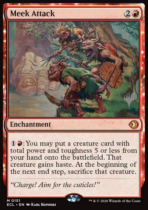 Meek Attack, Lorwyn Eclipsed Promos #151p, Magic: The Gathering card
