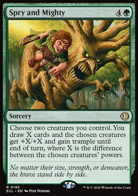 Spry and Mighty, Lorwyn Eclipsed Promos #195p, Magic: The Gathering card