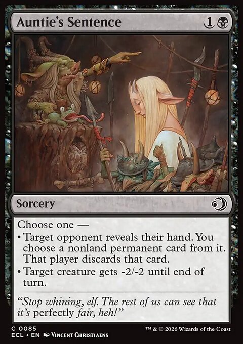 Auntie's Sentence, Lorwyn Eclipsed #85, Magic: The Gathering card