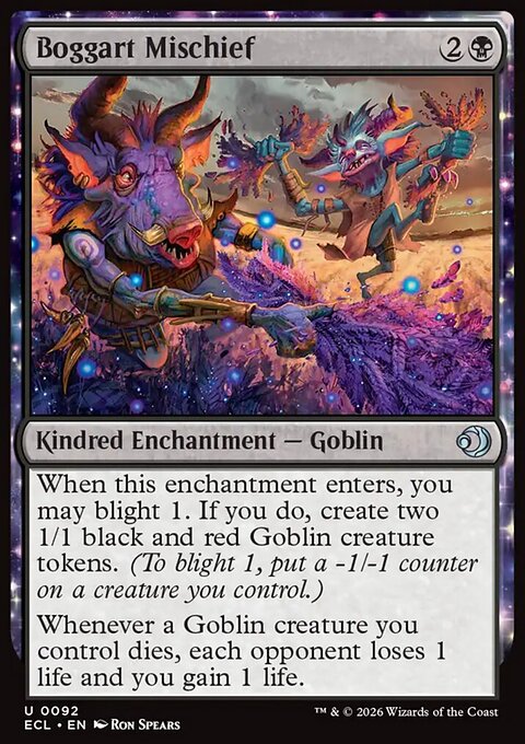 Boggart Mischief, Lorwyn Eclipsed #92, Magic: The Gathering card