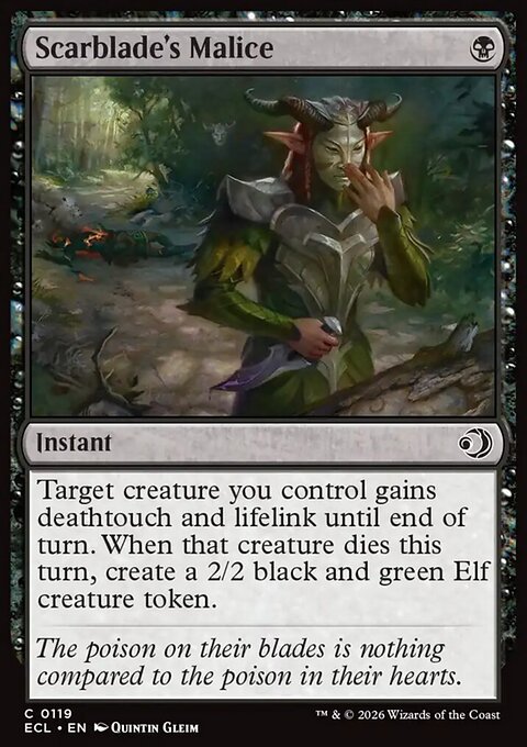 Scarblade's Malice, Lorwyn Eclipsed #119, Magic: The Gathering card