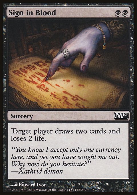 Sign in Blood, Magic 2010 #112, Magic: The Gathering card