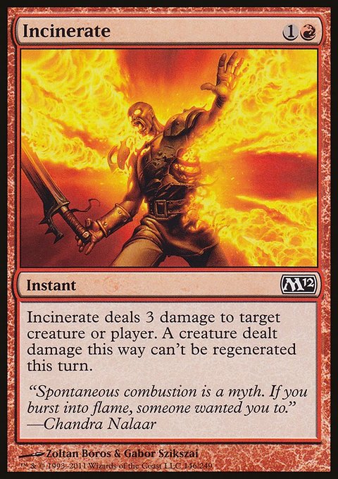 Incinerate, Magic 2012 #146, Magic: The Gathering card