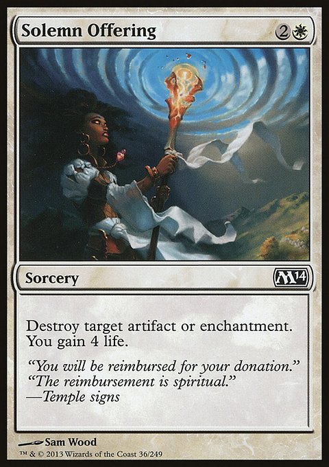 Solemn Offering, Magic 2014 #36, Magic: The Gathering card