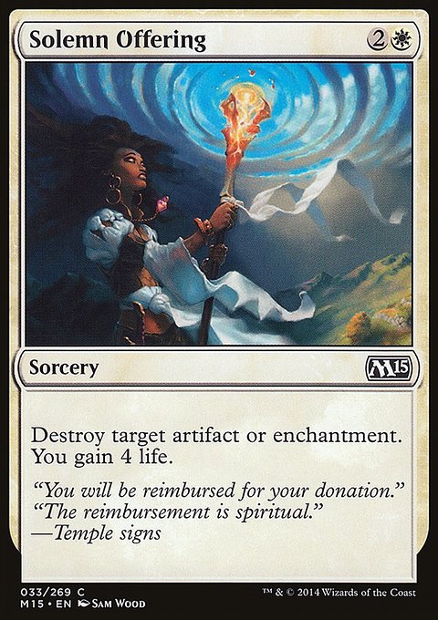 Solemn Offering, Magic 2015 #33, Magic: The Gathering card