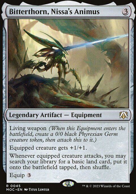 Bitterthorn, Nissa's Animus, March of the Machine Commander #45, Magic: The Gathering card
