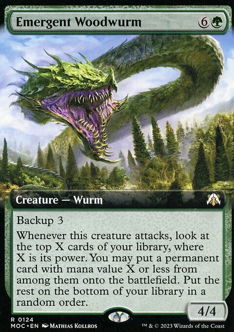 Emergent Woodwurm, March of the Machine Commander #124, Magic: The Gathering card