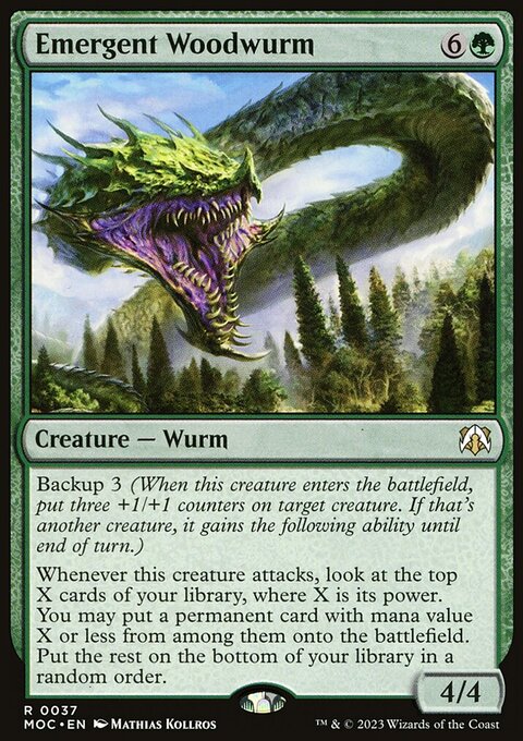 Emergent Woodwurm, March of the Machine Commander #37, Magic: The Gathering card
