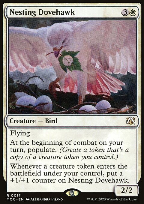 Nesting Dovehawk, March of the Machine Commander #17, Magic: The Gathering card