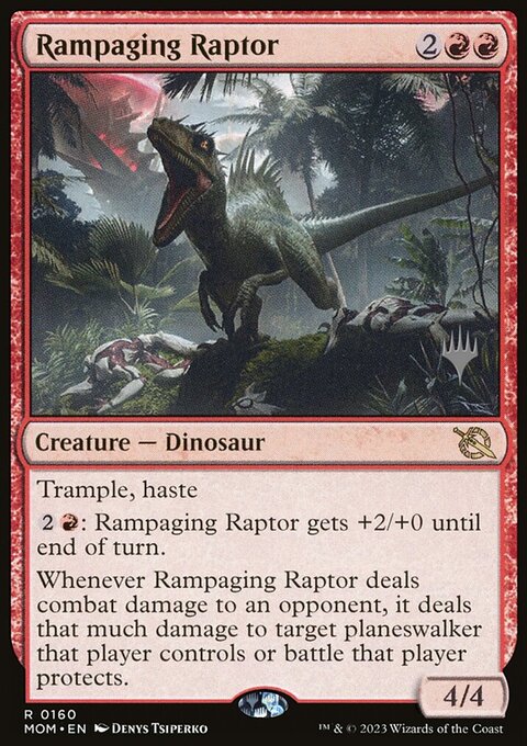 Rampaging Raptor, March of the Machine Promos #160p, Magic: The Gathering card