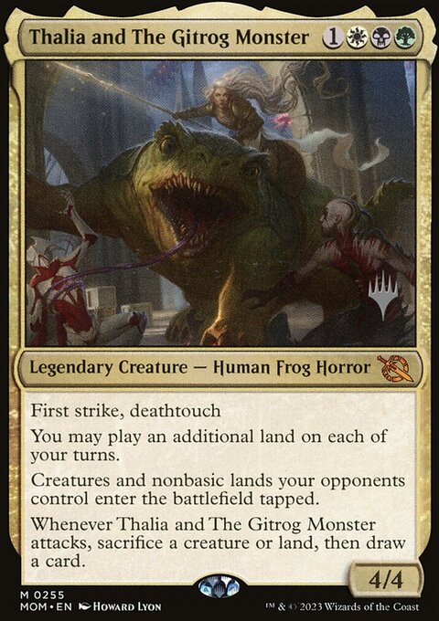 Thalia and The Gitrog Monster, March of the Machine Promos #255p, Magic: The Gathering card