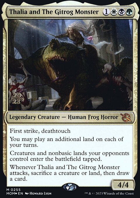 Thalia and The Gitrog Monster, March of the Machine Promos #255s, Magic: The Gathering card