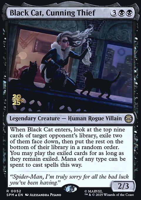 Black Cat, Cunning Thief, Marvel's Spider-Man Promos #52s, Magic: The Gathering card