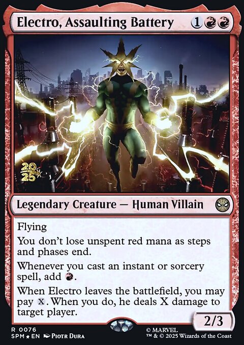 Electro, Assaulting Battery, Marvel's Spider-Man Promos #76s, Magic: The Gathering card