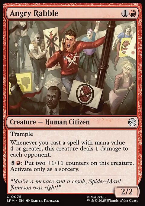 Angry Rabble, Marvel's Spider-Man #75, Magic: The Gathering card