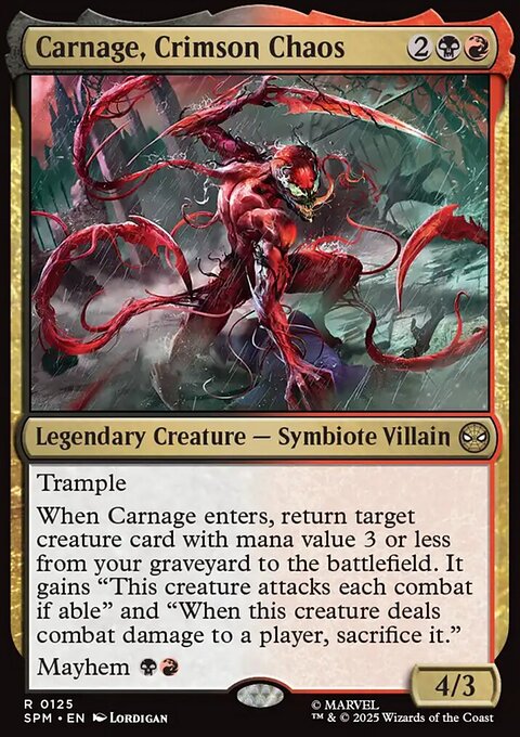 Carnage, Crimson Chaos, Marvel's Spider-Man #125, Magic: The Gathering card