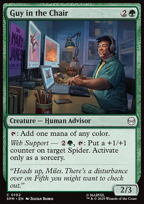 Guy in the Chair, Marvel's Spider-Man #102, Magic: The Gathering card