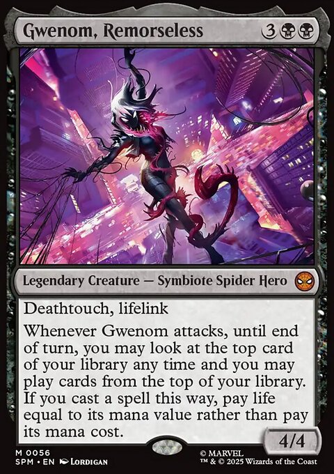 Gwenom, Remorseless, Marvel's Spider-Man #56, Magic: The Gathering card