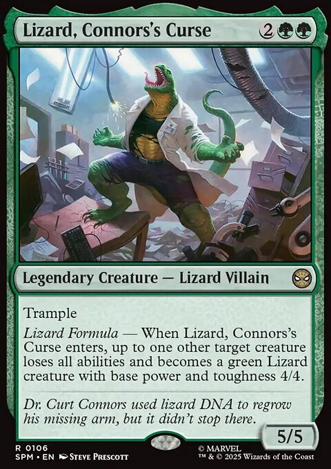 Lizard, Connors's Curse, Marvel's Spider-Man #106, Magic: The Gathering card
